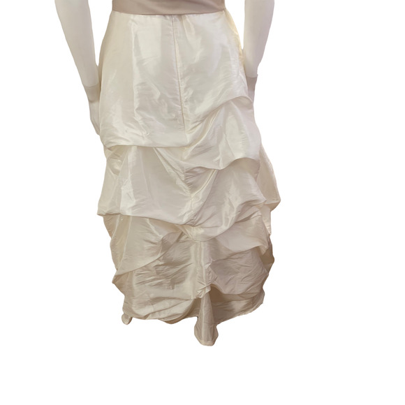 Bill Levkoff White Ruffle Tiered Sleeveless Maxi Wedding Dress * STAINED! * 8 - Picture 8 of 16